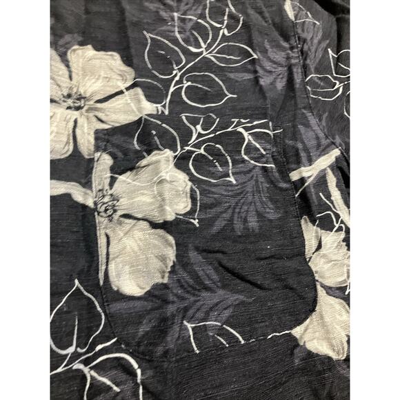 Batik‎ Bay Men's Medium Hibiscus Monstera Black Washable Silk, Hawaiian Shirt - Picture 3 of 12